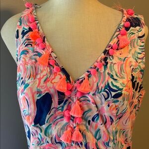 Lily Pulitzer Cambrey pelican shift dress Colorful Sleeveless Top with Tassels